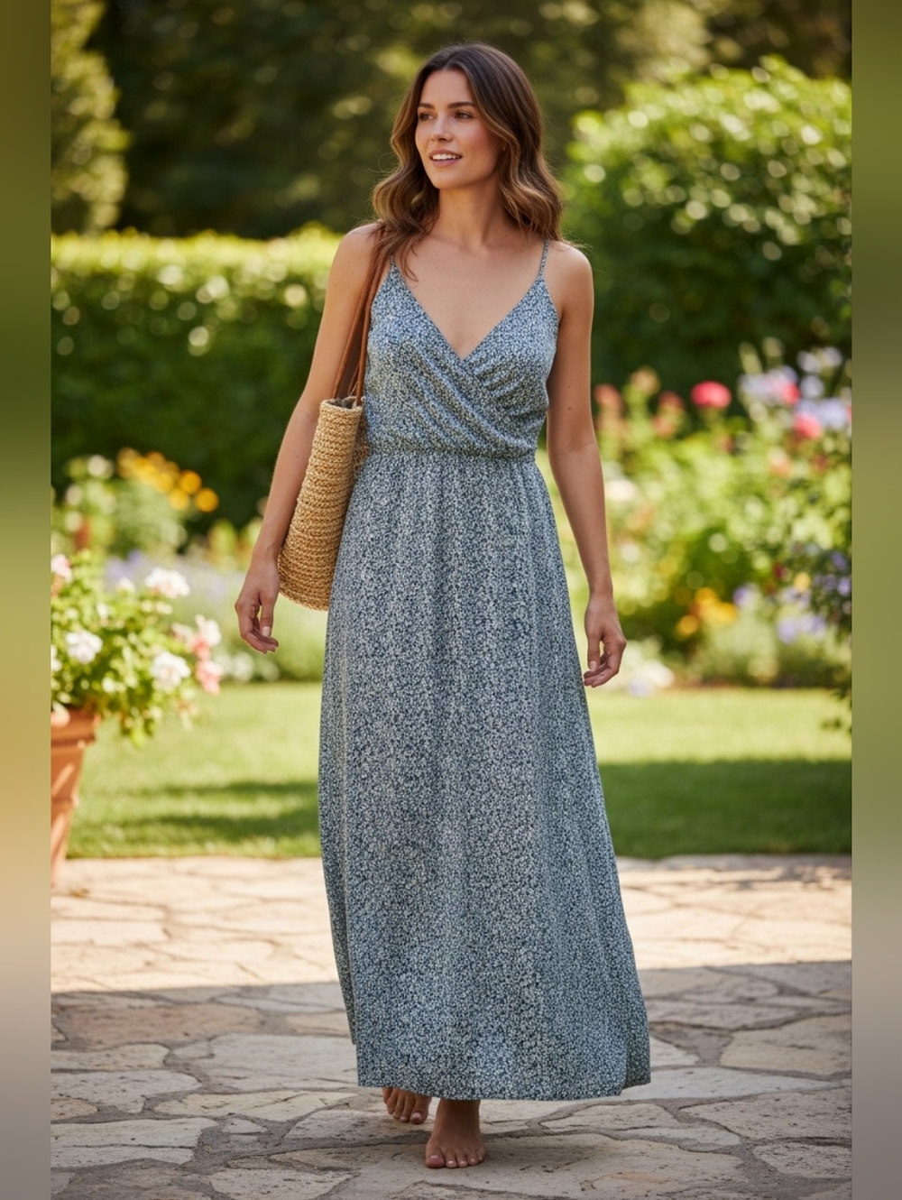 Gap Women's Navy, Mint & White Geometric Print Maxi Dress